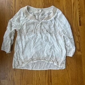 Lucky Brand White Embroidered Blouse